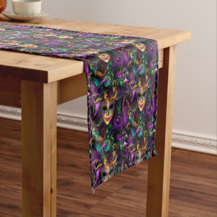Mardi Gras Print Short Table Runner