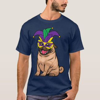 Mardi Gras Pug Cute Dog Carnival Parade Masquerade T-Shirt