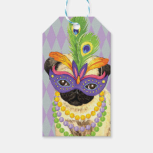 Mardi Gras Pug Gift Tags