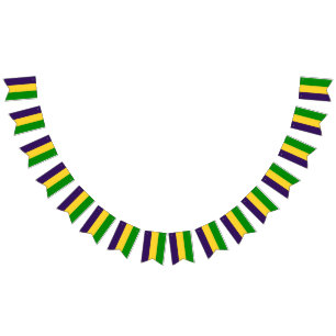 Mardi Gras Purple, Gold, Green Bunting Flags