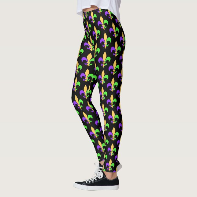 Mardi Gras Purple Green and Gold New Orleans Leggings (Left)