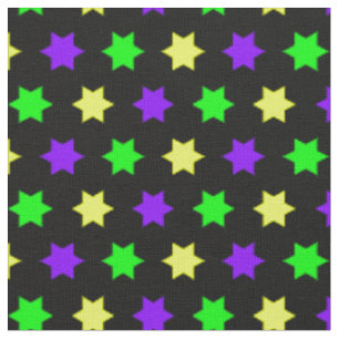 Mardi Gras Purple Green Yellow Stars Fabric