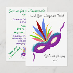 Mardi Gras Purple Mask Masquerade Ball Invitation