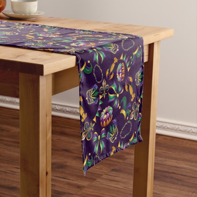 Mardi Gras Purple Pattern Short Table Runner (In Situ)