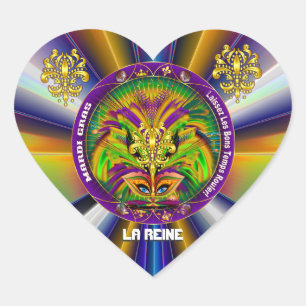 Mardi Gras Queen Style 2 View Notes Plse Heart Sticker