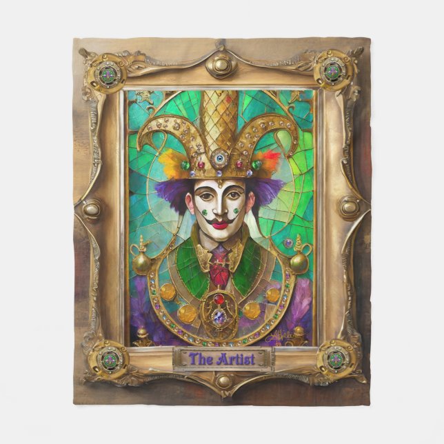 Mardi Gras Realm Portraits - The Artist Dali Fleece Blanket (Front)