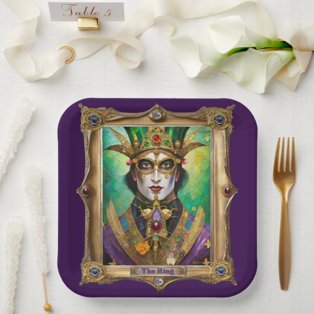 Mardi Gras Realm Portraits - The King Paper Plate (Wedding)
