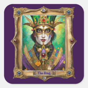 Mardi Gras Realm Portraits - The King Square Sticker