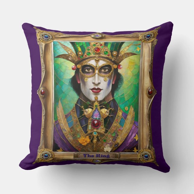 Mardi Gras Realm Portraits - The King Throw Pillow (Front)