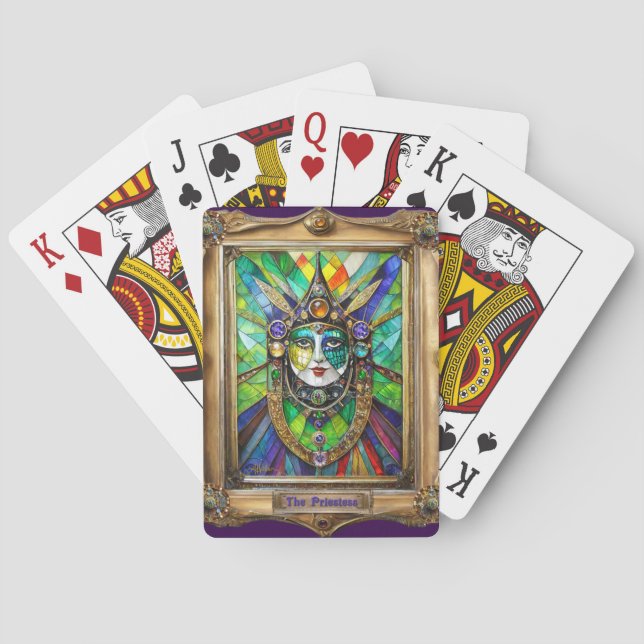 Mardi Gras Realm Portraits - The Priestess Playing Cards (Back)