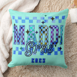 Mardi Gras Red Black  Throw Pillow