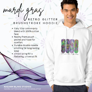 Mardi Gras Retro Glitter Brushstroke Hoodie