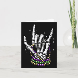 Mardi Gras Rocker Skeleton Hands Rock On New Orlea Card