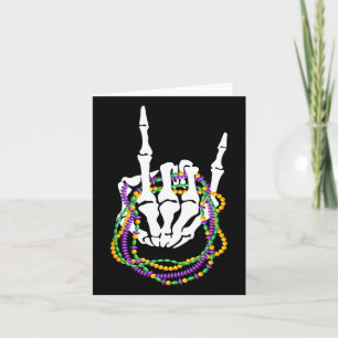 Mardi Gras Rocker Skeleton Rock Hand Bones Music L Card
