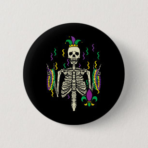 Mardi Gras Rocker Skeleton Rock Outfit Men Boys Ki 2 Inch Round Button