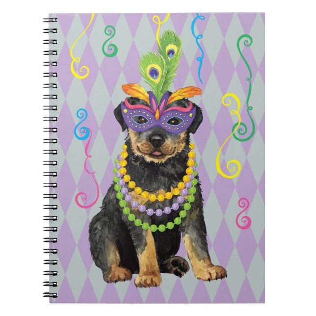 Mardi Gras Rottweiler Notebook (Front)