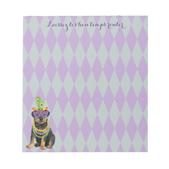 Mardi Gras Rottweiler Notepad (Front)