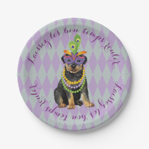 Mardi Gras Rottweiler Paper Plate