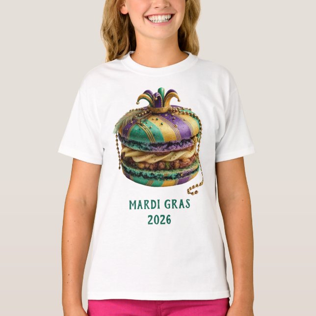 Mardi Gras Royal Macaron T-Shirt (Front)