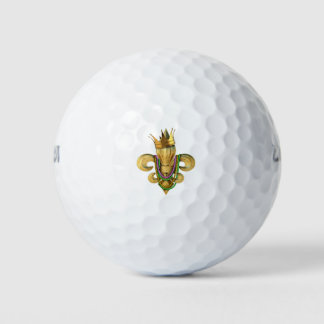 Mardi Gras Royalty Fleur de Lis Symbol with Beads Golf Balls