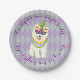 Mardi Gras Samoyed Paper Plate