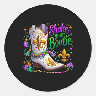 Mardi Gras Shake Your Bootie Bead Boot Carnival Pa Classic Round Sticker