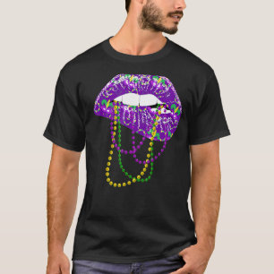 Mardi Gras Shirt For Women Lips Queen Carnival Cos