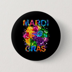 Mardi Gras Shirt Mask Watercolor Women Men Boys Gi 2 Inch Round Button