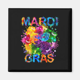 Mardi Gras Shirt Mask Watercolor Women Men Boys Gi Magnet