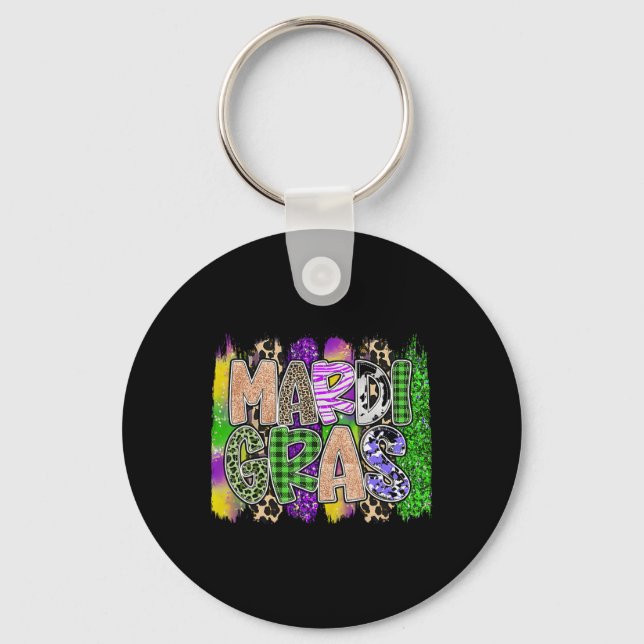 Mardi Gras Shirts For Woman Leopard Pattern Funny  Keychain (Front)