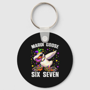 Mardi Gras Silly Goose Six Seven 67 Funny Meme Dab Keychain
