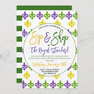 Mardi Gras Sip n Shop Invitation