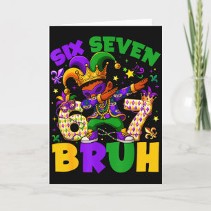 Mardi Gras Six Seven 67 Bruh Meme Dabbing Leprecha Card