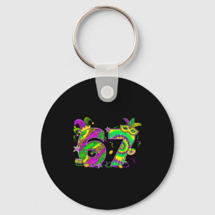 Mardi Gras Six Seven 6 7 Matching Costume Couple M Keychain