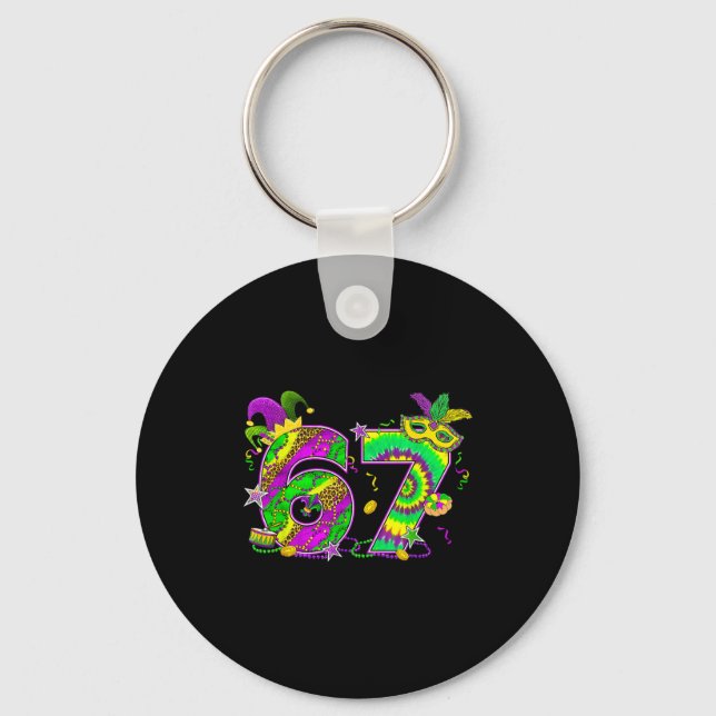 Mardi Gras Six Seven 6 7 Matching Costume Couple M Keychain (Front)
