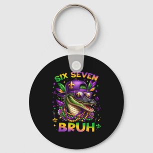 Mardi Gras Six Seven Bruh Illustration Keychain