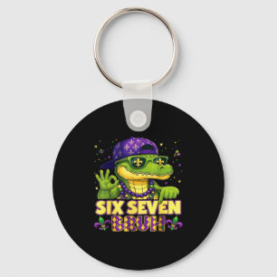 Mardi Gras Six Seven Bruh Illustration Keychain