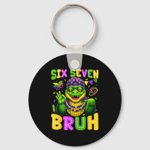 Mardi gras six seven bruh mardigator alligator 6 7 keychain