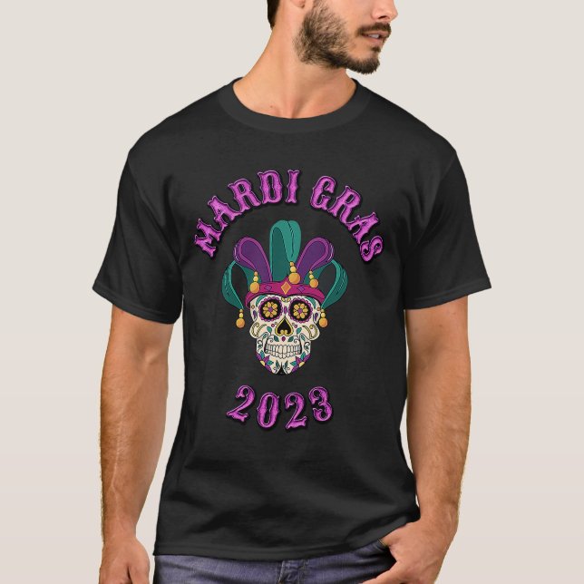 MARDI GRAS SKULL MASK NEW ORLEANS 2023 FESTIVAL T-Shirt (Front)