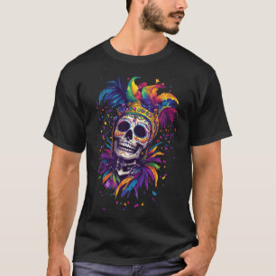 Mardi Gras Skull Skeleton T-Shirt