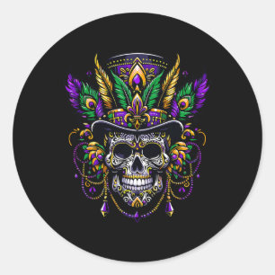 Mardi Gras Skull Top Hat New Orleans Witch Doctor Classic Round Sticker
