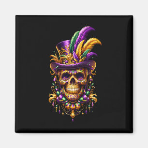 Mardi Gras Skull Top Hat New Orleans Witch Doctor  Magnet
