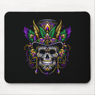 Mardi Gras Skull Top Hat New Orleans Witch Doctor Mouse Pad