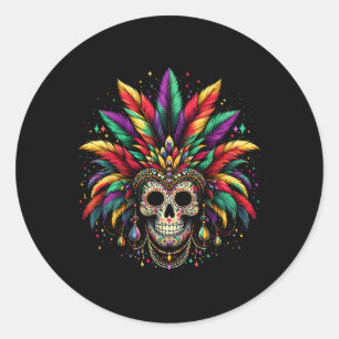 Mardi Gras Skull Witch Doctor New Orleans Men Wome Classic Round Sticker