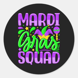 Mardi Gras Squad 1 Classic Round Sticker