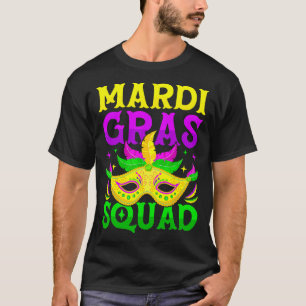 Mardi Gras Squad Carnival Party Mask Beads Women M T-Shirt
