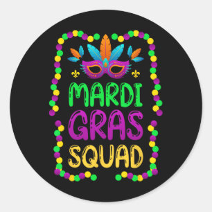 Mardi Gras Squad For A Mardi Gras Fan Carnival Mar Classic Round Sticker