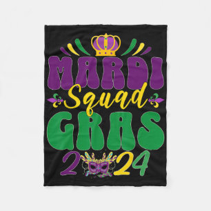Mardi Gras Squad Group Matching Celebration Fleece Blanket