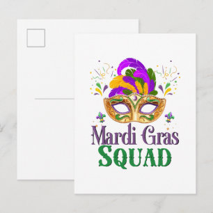 Mardi Gras Squad Invitation Postcard