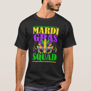 Mardi Gras Squad Mask Festival Party Costume Men W T-Shirt